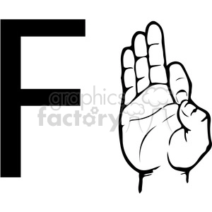ASL sign language F clipart illustration worksheet