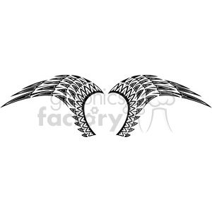 A pair of stylized, black and white angel or bird wings with intricate, tribal-like patterns.