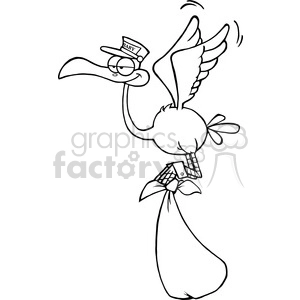 Funny Cartoon Stork Delivering Baby