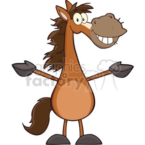 Smiling Horse Cartoon Mascot Character With Open Arms