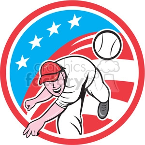 baseball pitcher throwing ball USA FLAG CIRC