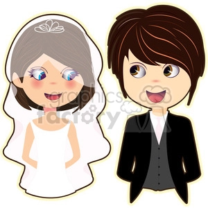 Bride and Groom cartoon character vector image