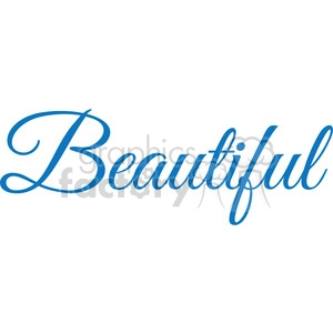 Clipart image of the word 'Beautiful' written in elegant blue cursive font.