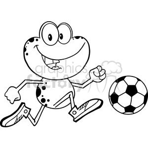 Funny Cartoon Frog with Soccer Ball