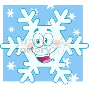 6963 Royalty Free RF Clipart Illustration Smiling Snowflake Cartoon Mascot Character