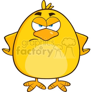 8612 Royalty Free RF Clipart Illustration Angry Yellow Chick Cartoon Character Vector Illustration Isolated On White