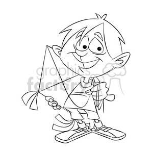 josh the cartoon character holding a kite black white