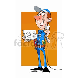 felix the cartoon handy man character holding a plug and outlet