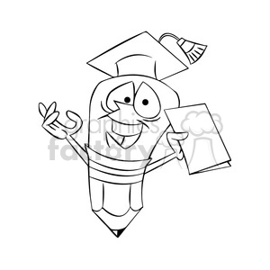 woody the cartoon pencil character graduating from school black white