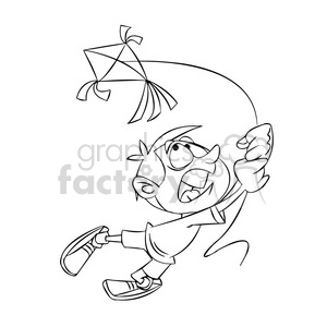 josh the cartoon character losing control of kite black white
