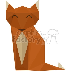 A geometric low-poly style illustration of a smiling fox.