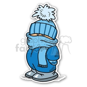 christmas boy dressed for winter sticker