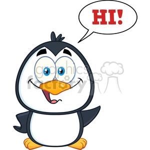 Cute Cartoon Penguin Waving Hello