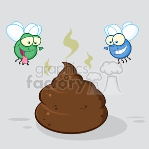 royalty free rf clipart illustration two flies hovering over pile of smelly poop cartoon characters vector illustration with backgrond