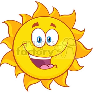 happy sun cartoon mascot character vector illustration isolated on white background