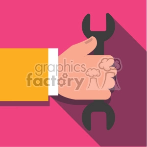 hand holding wrench tool flat design vector art