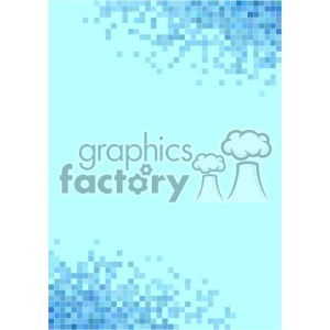 Clipart image featuring a pixelated blue abstract pattern on a light blue background. The image has a mosaic design with varying shades of blue pixels concentrated at the corners, creating a frame-like effect.