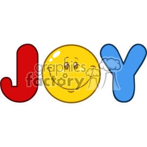10841 Royalty Free RF Clipart Joy Logo With Smiley Face Cartoon Character Vector Illustration