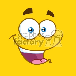 10850 Royalty Free RF Clipart Happy Cartoon Funny Face With Smiling Expression Vector With Yellow Background