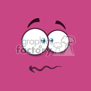 10868 Royalty Free RF Clipart Nervous Cartoon Funny Face With Panic Expression Vector With Violet Background