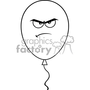 10748 Royalty Free RF Clipart Angry Black And White Balloon Cartoon Mascot Character Vector Illustration