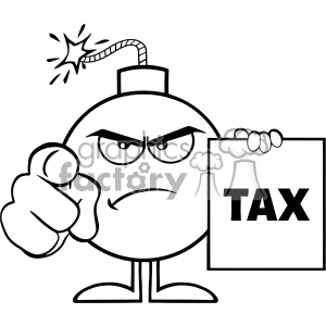 Angry Cartoon Bomb Holding Tax Sign