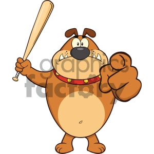 Angry Cartoon Bulldog with Baseball Bat