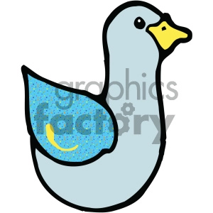 A simple clipart image of a duck with a polka-dotted wing and a yellow beak.