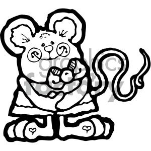 This clipart image features a cartoon mouse. The mouse seems to be in a happy or content state, with its big ears, long tail, and wearing what appears to be shoes with hearts on them. Its hands are held together close to its chest, giving it an adorable, cuddly appearance.