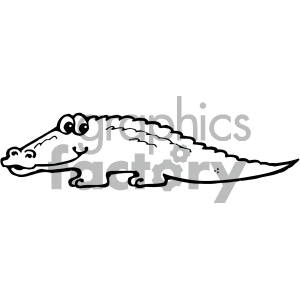 cartoon clipart Noahs animals alligator 011 bw