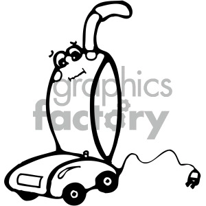 black white cartoon vacuum cleaner