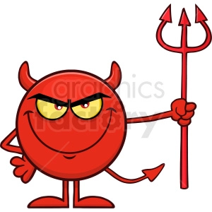 Red Devil Cartoon Emoji Character Holding A Pitchfork Vector Illustration Isolated On White Background
