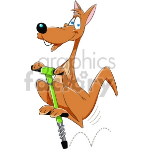 cartoon kangaroo jumping on a pogo stick