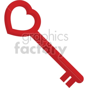 heart shaped skeleton key no background