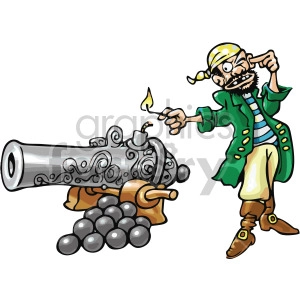 pirate lighting a cannon