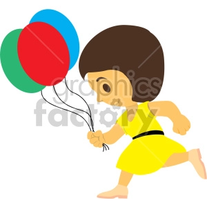 girl running with balloons