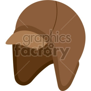 A brown aviator hat with ear flaps illustration.