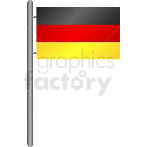This clipart image depicts a flag with horizontal stripes in black, red, and gold/yellow. It is designed to represent the national flag of Germany, attached to a flagpole.