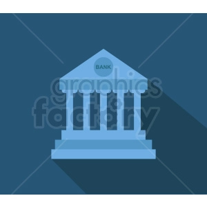 Illustration of a classic bank building with columns in a minimalist, flat design style.