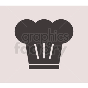 Clipart image of a chef's hat, typically associated with cooking and culinary arts. The hat is black in color, set against a light pink background.