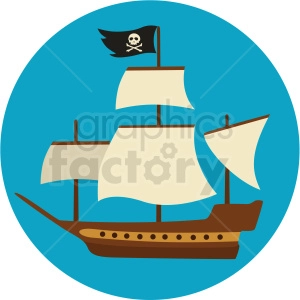 pirate ship vector clipart on aqua background