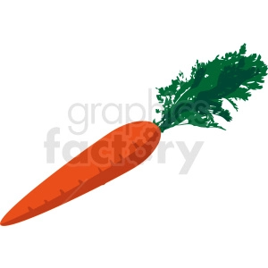 Clipart image of an orange carrot with green leaves