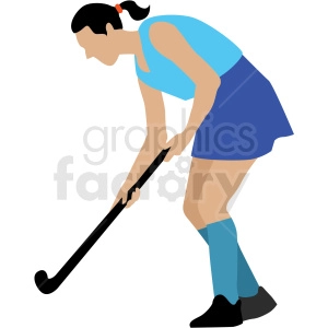 girl playing field hockey vector clipart