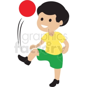 cartoon boy playing kick ball