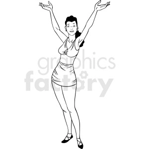 Smiling Woman with Arms Raised