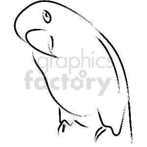 Clipart image of an abstract parrot sketch. The illustration is in black and white with minimalistic lines forming the bird's outline.
