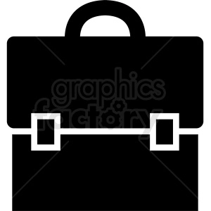 This is a black and white clipart image of a briefcase icon. The design is minimalistic and features a classic business briefcase with a handle on top and two small square buckles on the front.