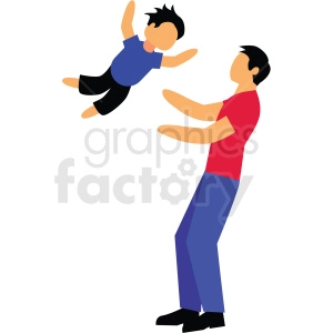 father and son playing vector clipart