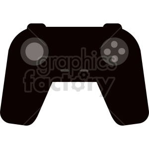 The clipart image shows a vector illustration of a gamepad or joystick commonly used for video games. The gamepad has a circular directional pad, two analog sticks, a set of buttons on the front, and possibly a trigger or bumper button on the top.
