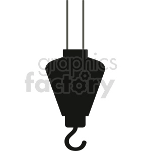 Clipart image of a construction crane hook in black